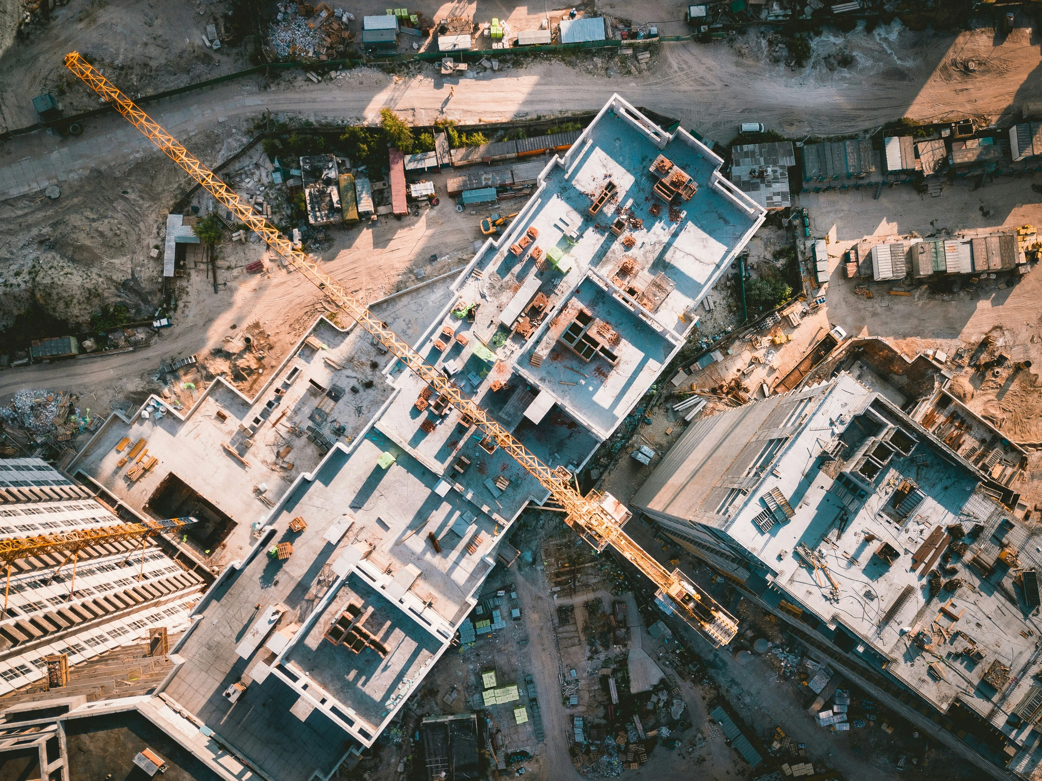 Aerial view of an active construction site