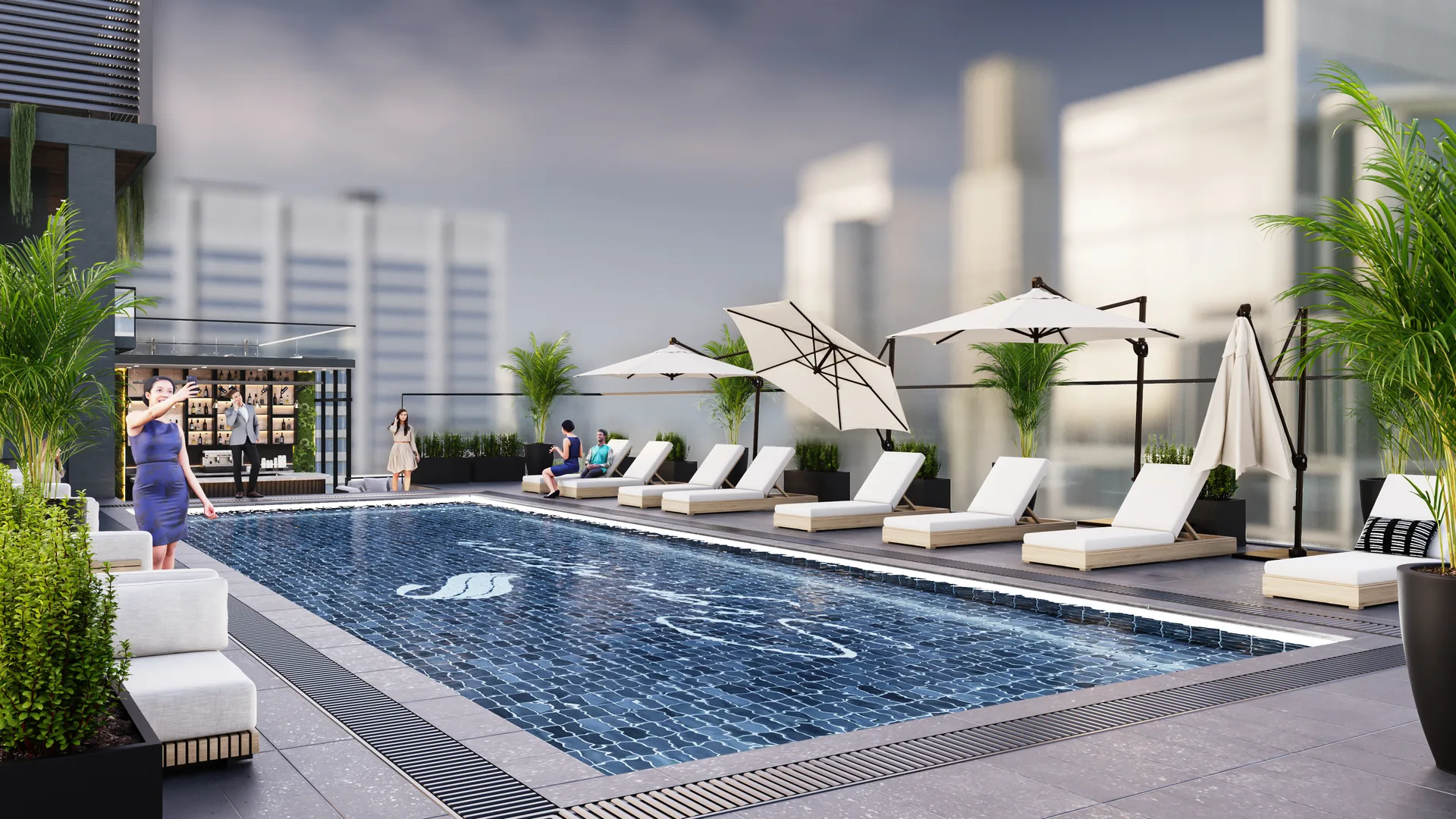 Rendering of the rooftop swimming pool at Signature Residence in Addis Ababa