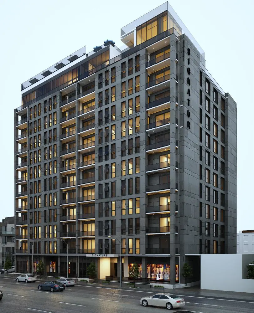 Architectural rendering of the Signature Residence building in Bole, Addis Ababa